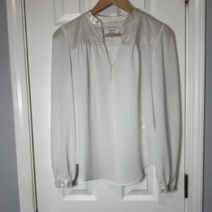 AXARA Paris Top White Long Sleeve‎ Croquet Netting Size 36(US 6)